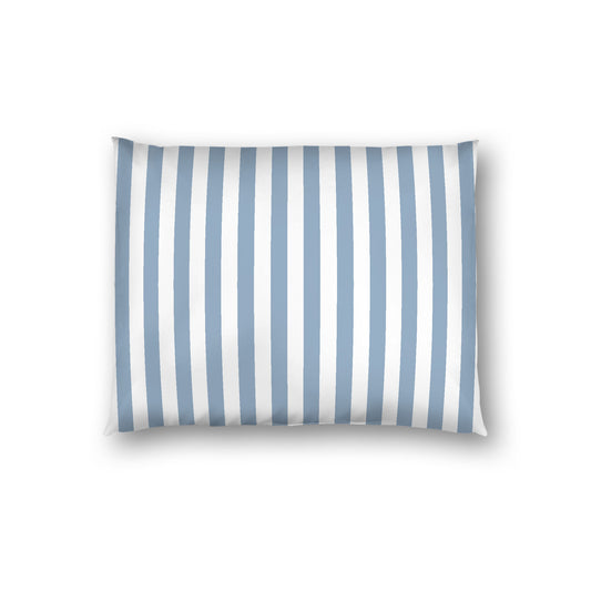 Off-white Cotton Sateen Sham, Blue Bars on Front, White Reverse Side, Standard - 20 x 26 inches