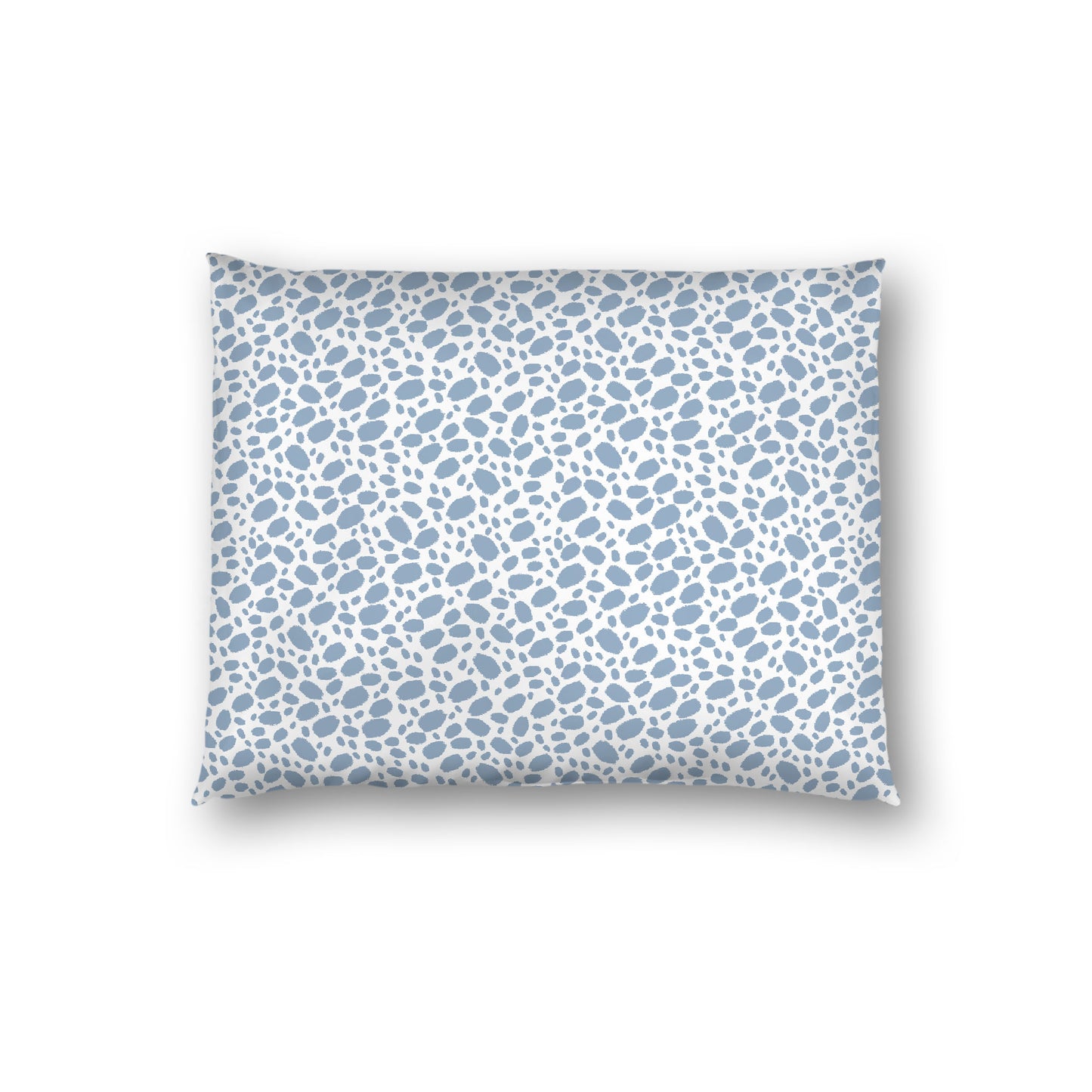 Off-white Cotton Sateen Pillow Sham, Blue Hand-painted Dab Motif Print, Off-white Revese Side, Standard - 20 x 26 inches