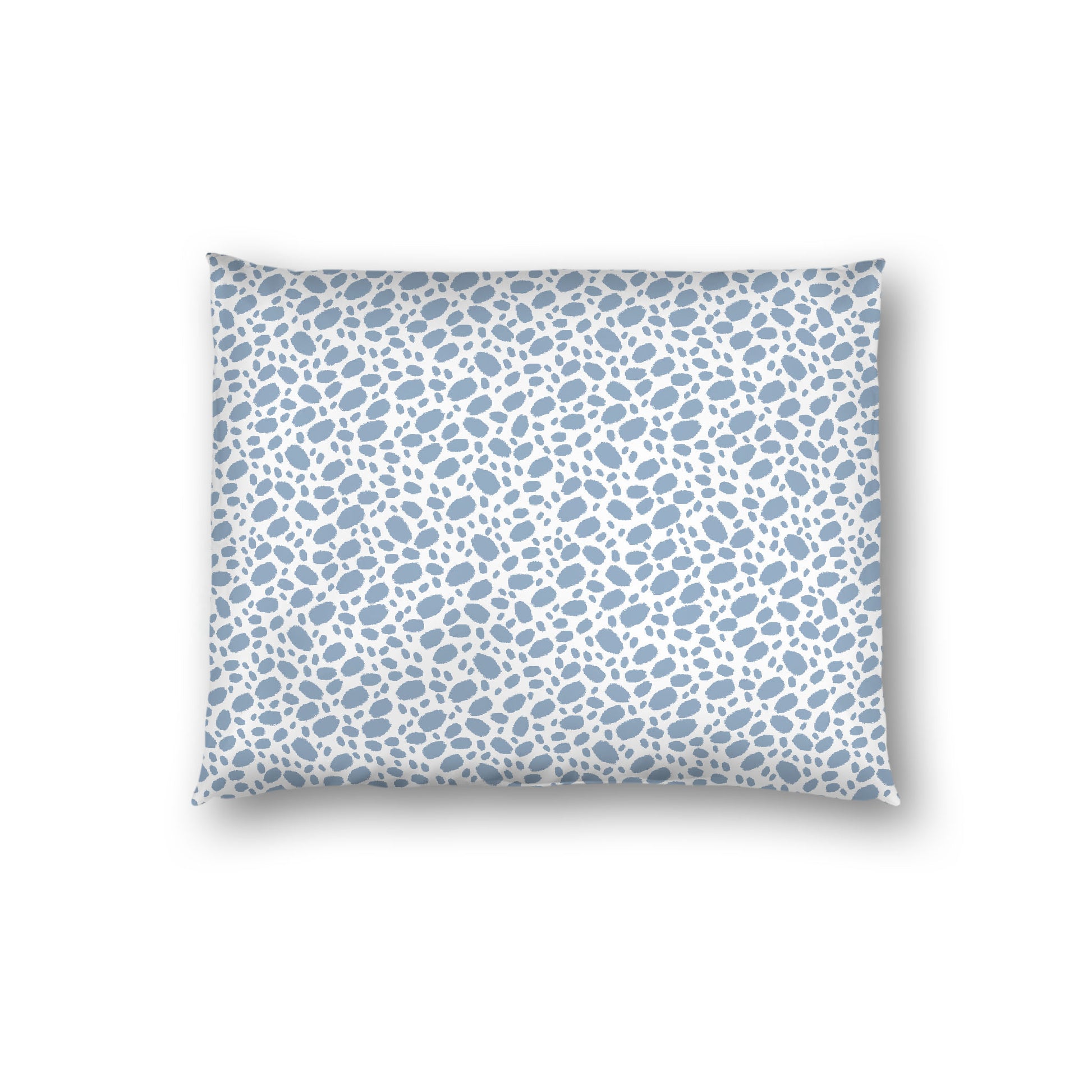 Off-white Cotton Sateen Pillow Sham, Blue Hand-painted Dab Motif Print, Off-white Revese Side, Standard - 20 x 26 inches