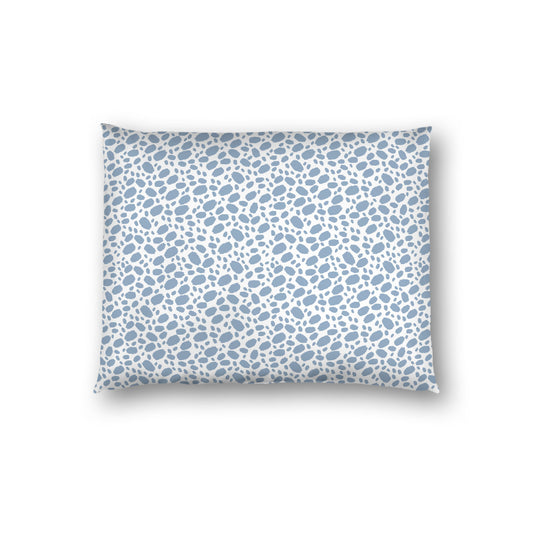 Off-white Cotton Sateen Pillow Sham, Blue Hand-painted Dab Motif Print, Off-white Revese Side, Standard - 20 x 26 inches