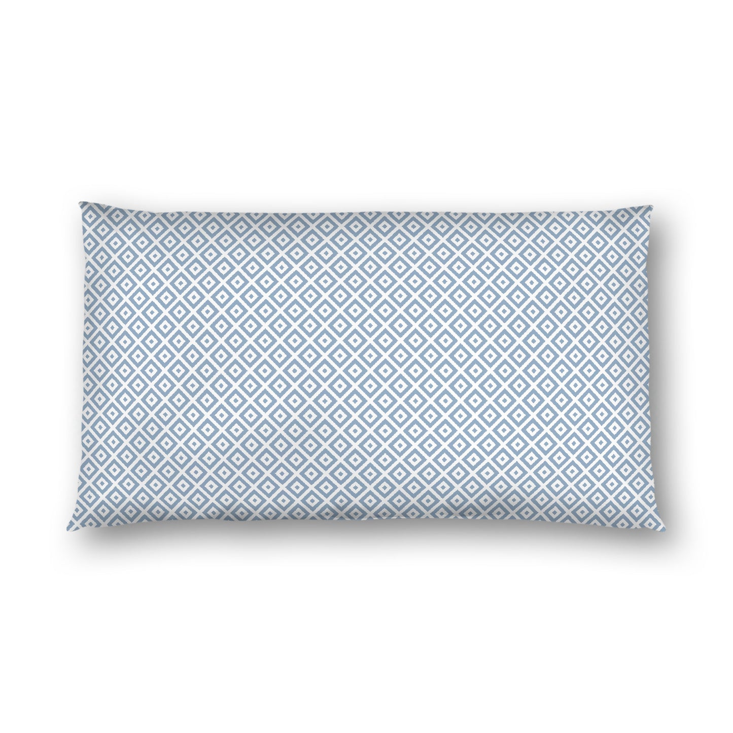 Off-white Cotton Sateen Pillow Sham, Blue Repeating Square Motif Print, Off-white Revese Side, King - 20 x 36 inches
