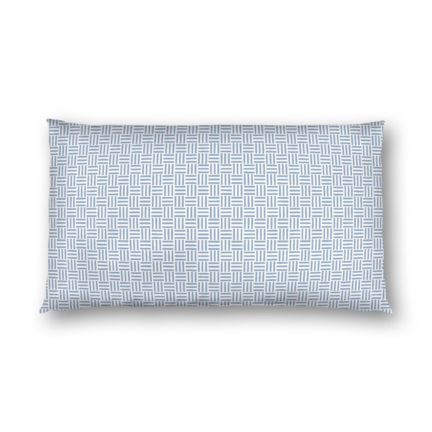 Off-white Cotton Sateen Pillow Sham, Blue Single Weave Motif Print, White Reverse Side, King - 20 x 36 inches