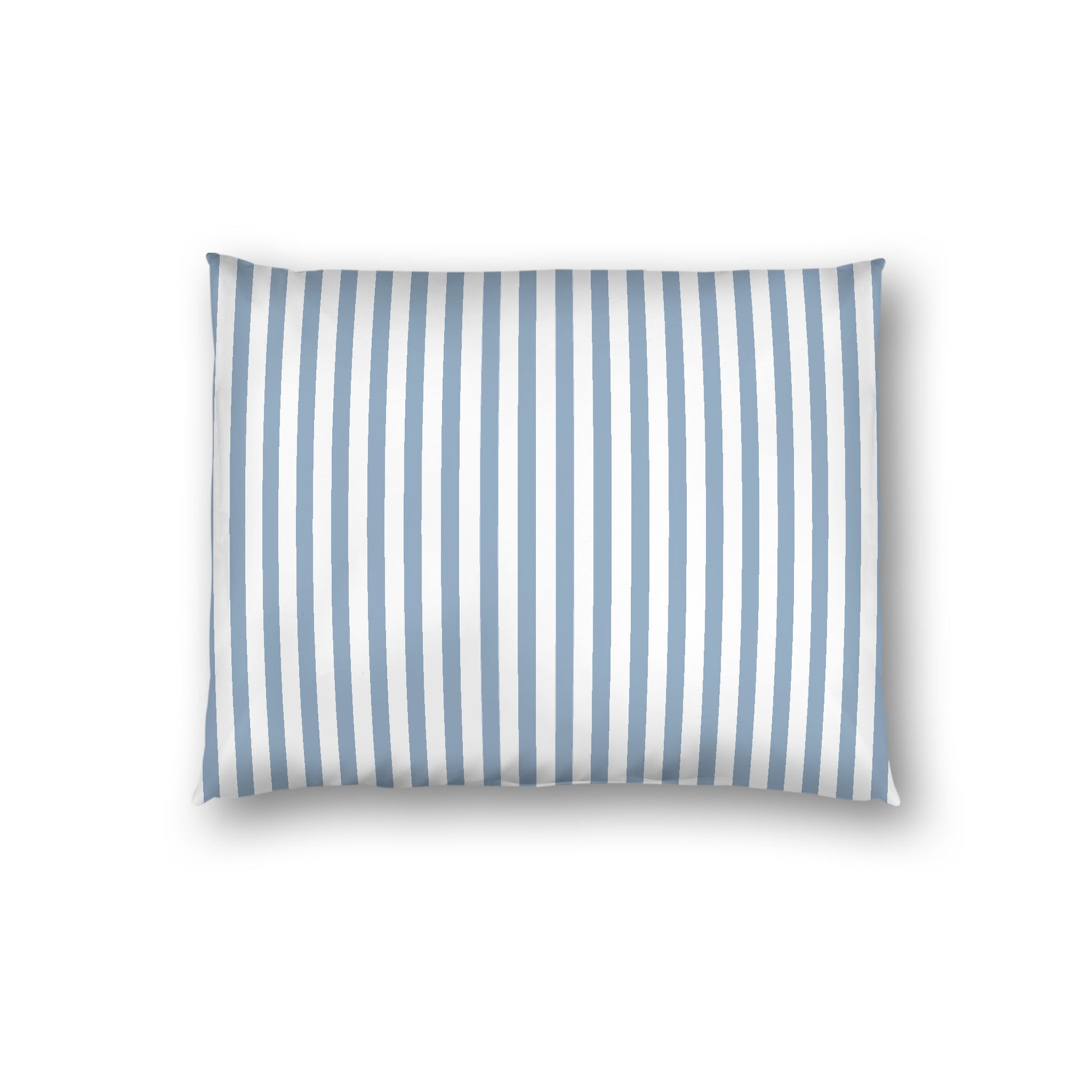 Off-white Cotton Sateen Sham, Thin Blue Bars on Front, White Reverse Side, Standard - 20 x 26 inches