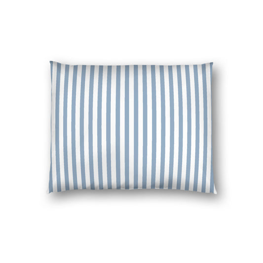 Off-white Cotton Sateen Sham, Thin Blue Bars on Front, White Reverse Side, Standard - 20 x 26 inches