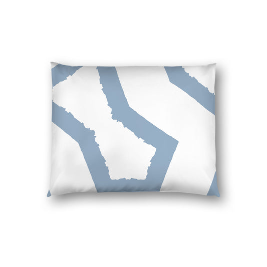 Off-white Cotton Sateen Sham, Bold Blue Graphic on Front, White Reverse Side, Standard - 20 x 26 inches