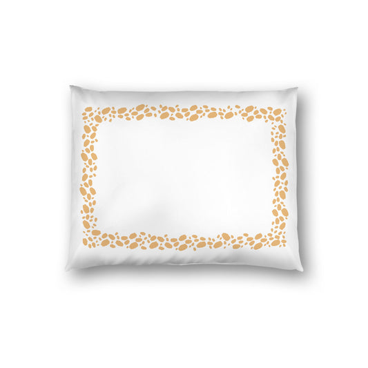 Off-white Cotton Sateen Pillow Sham, Pale Orange Hand-painted Dab Motif Print, Classic Border, White Reverse Side, Standard - 20 x 26 inches