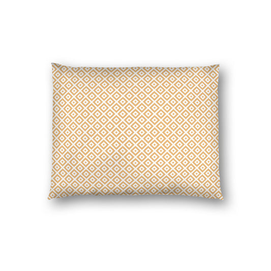 Off-white Cotton Sateen Pillow Sham, Pale Orange Repeating Square Motif Print, Off-white Revese Side, Standard - 20 x 26 inches