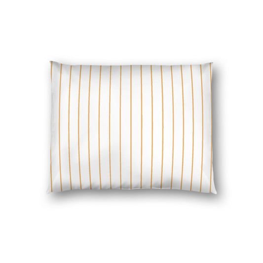 Off-white Cotton Sateen Sham, Pale Orange Stripes on Front, White Reverse Side, Standard - 20 x 26 inches