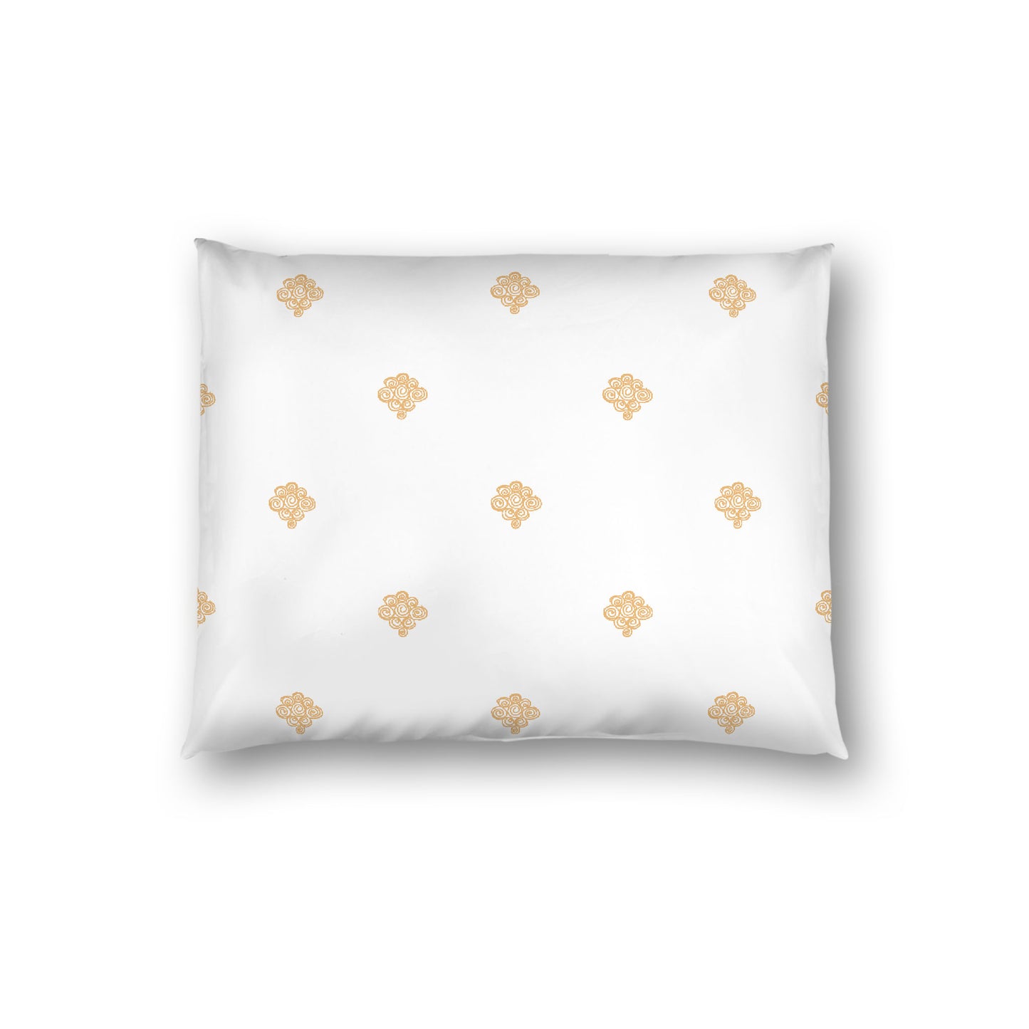 Off-white Cotton Sateen Pillow Sham, Pale Orange Hand-painted Swizzle Motif Print, White Reverse Side, Standard - 20 x 26 inches