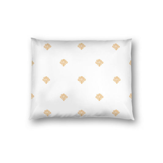 Off-white Cotton Sateen Pillow Sham, Pale Orange Hand-painted Swizzle Motif Print, White Reverse Side, Standard - 20 x 26 inches