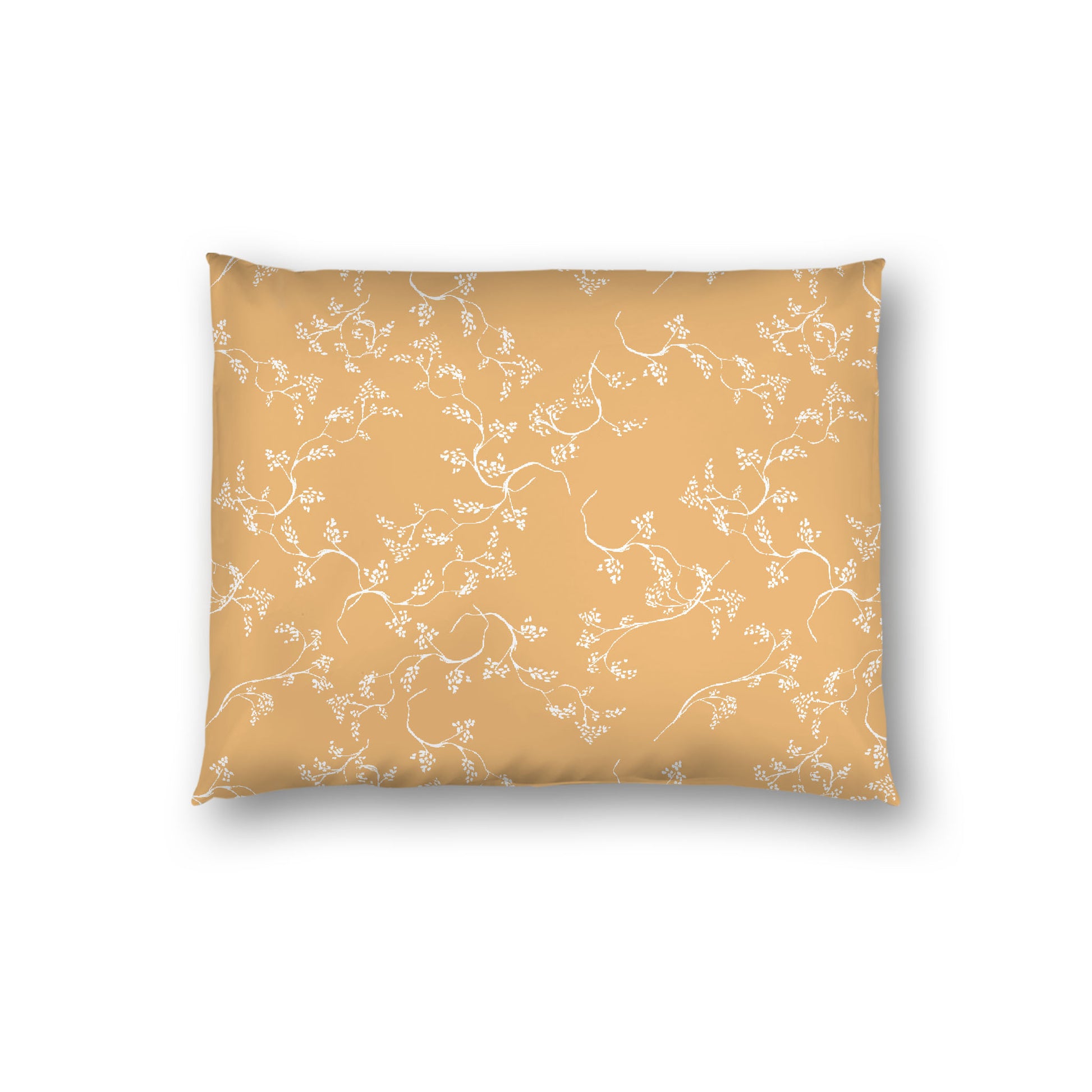 Pale Orange Cotton Sateen Pillow Sham, Off-white Vine Print on Front, White Reverse Side, Standard - 20 x 26 inches