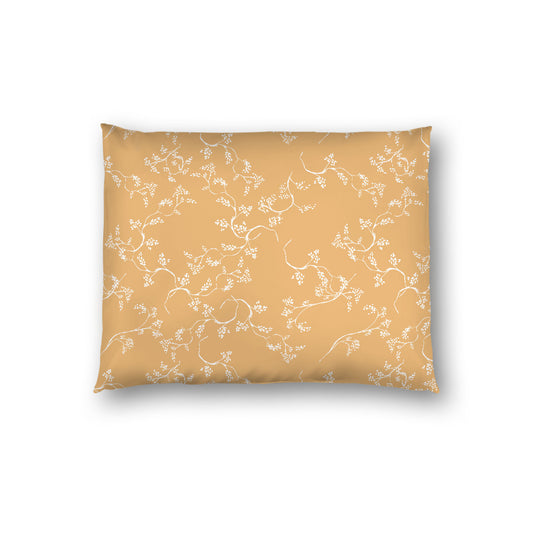 Pale Orange Cotton Sateen Pillow Sham, Off-white Vine Print on Front, White Reverse Side, Standard - 20 x 26 inches