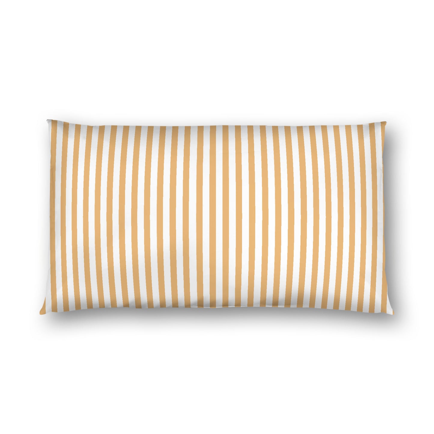 Off-white Cotton Sateen Sham, Thin Pale Orange Bars on Front, White Reverse Side, King - 20 x 36 inches