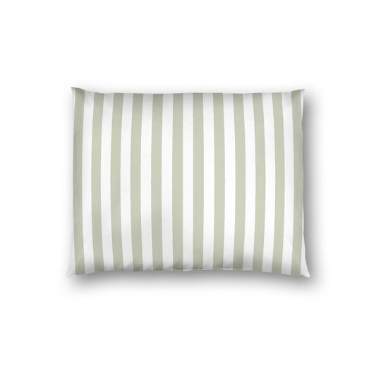 Off-white Cotton Sateen Sham, Pale Green Bars on Front, White Reverse Side, Standard - 20 x 26 inches
