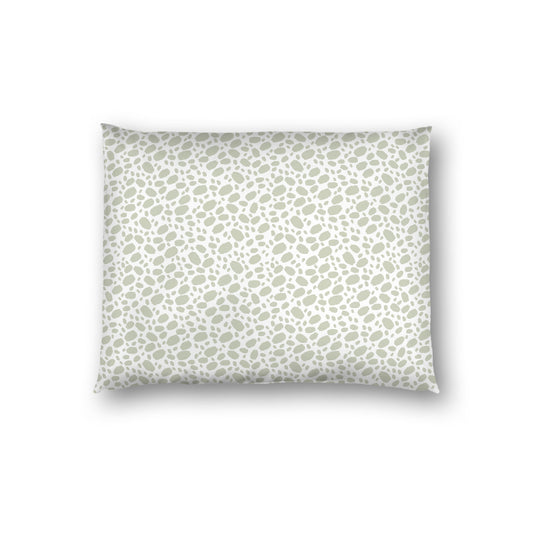 Off-white Cotton Sateen Pillow Sham, Pale Green Hand-painted Dab Motif Print, Off-white Revese Side, Standard - 20 x 26 inches