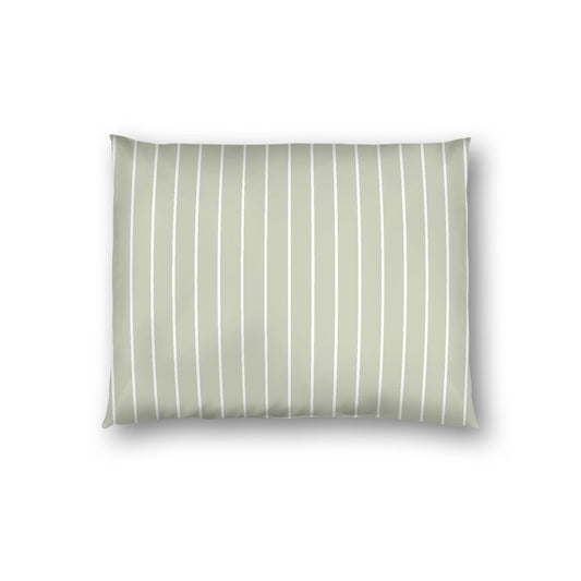 Pale Green Cotton Sateen Sham, Off-white Stripes on Front, White Reverse Side, Standard - 20 x 26 inches