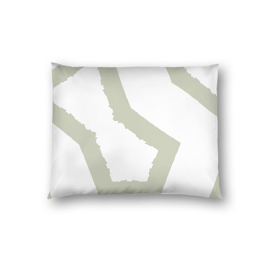 Off-white Cotton Sateen Sham, Bold Pale Green Graphic on Front, White Reverse Side, Standard - 20 x 26 inches