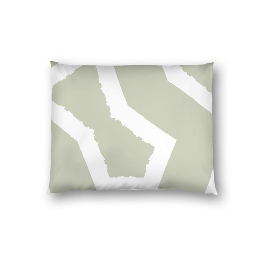 Pale Green Cotton Sateen Sham, Bold Off-white Graphic on Front, White Reverse Side, Standard - 20 x 26 inches