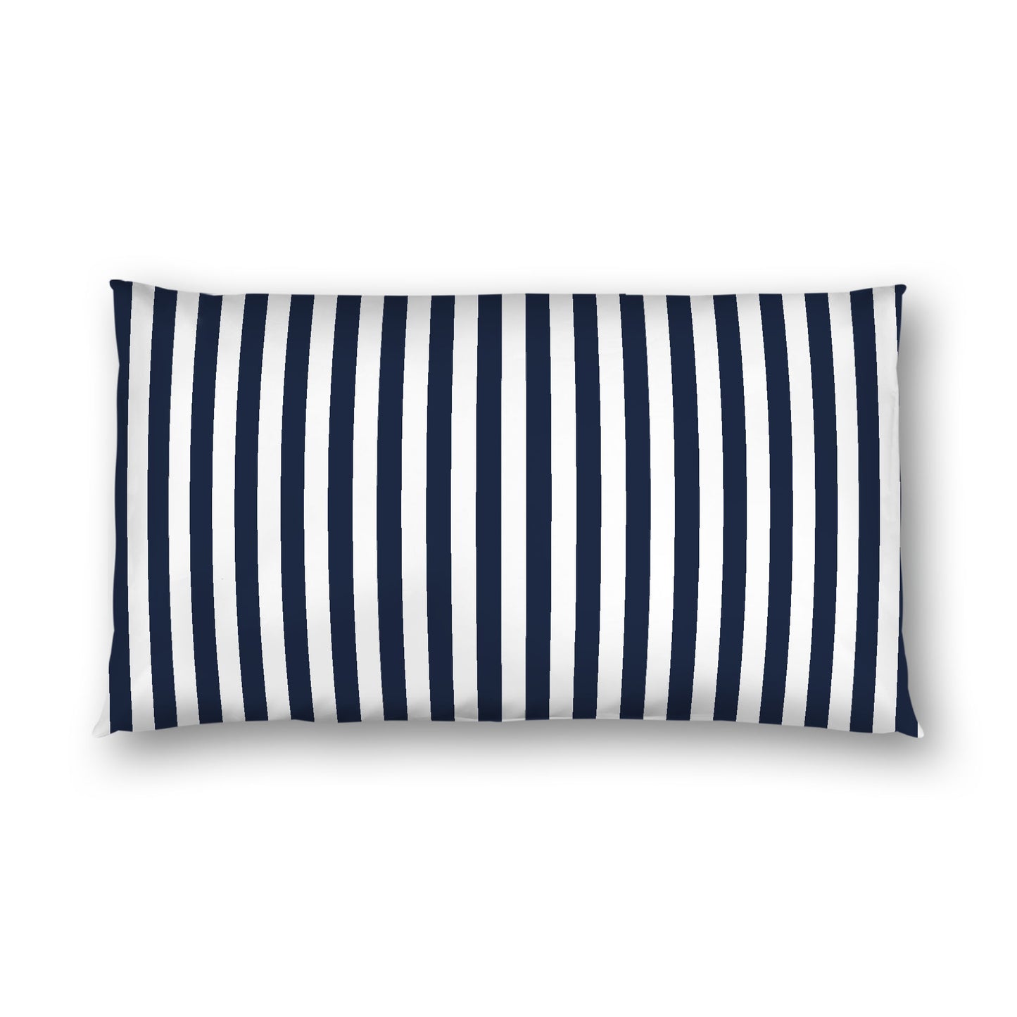 Off-white Cotton Sateen Sham, Navy Blue Bars on Front, White Reverse Side, King - 20 x 36 inches