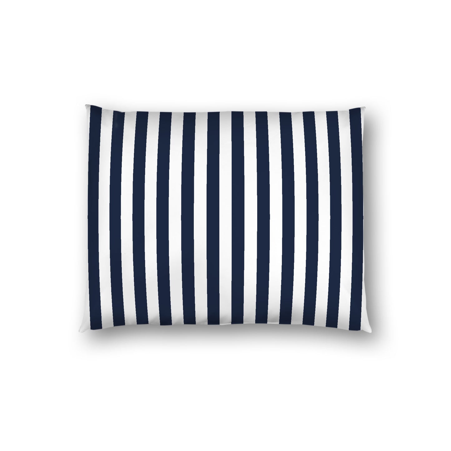 Off-white Cotton Sateen Sham, Navy Blue Bars on Front, White Reverse Side, Standard - 20 x 26 inches
