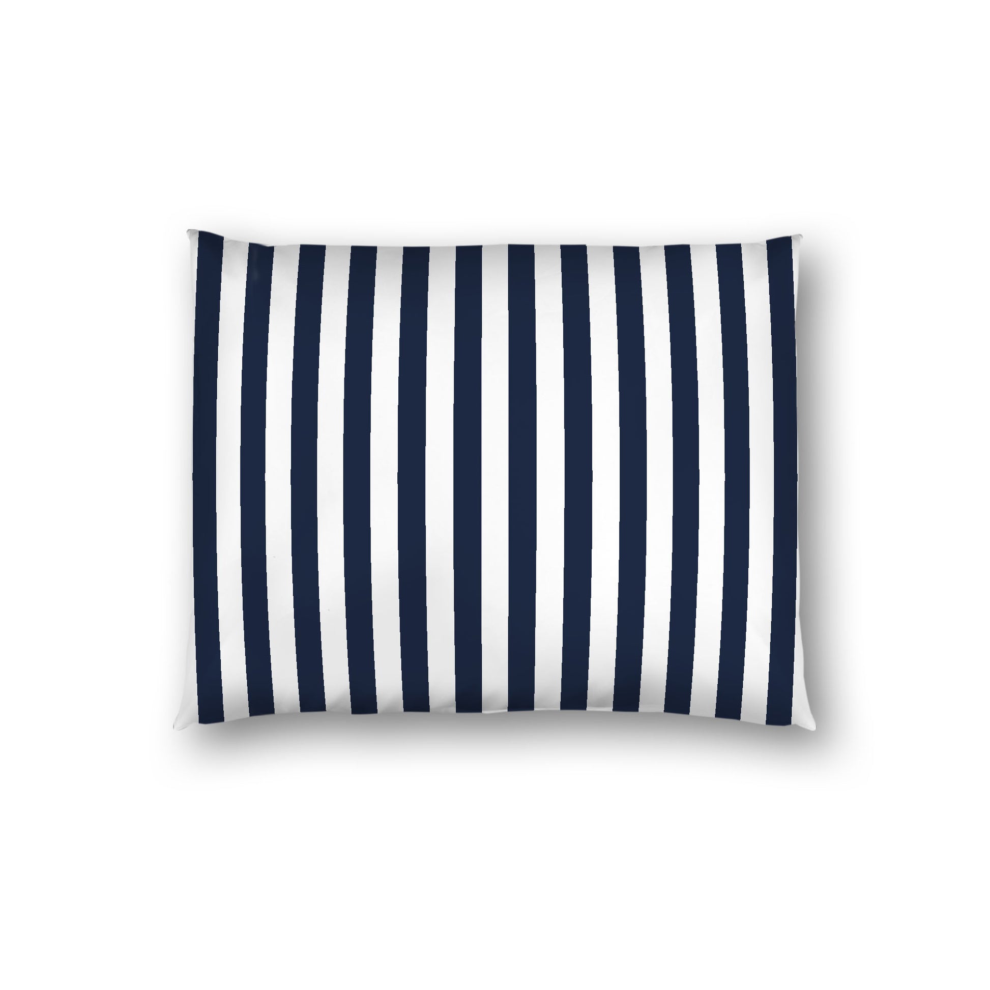 Off-white Cotton Sateen Sham, Navy Blue Bars on Front, White Reverse Side, Standard - 20 x 26 inches