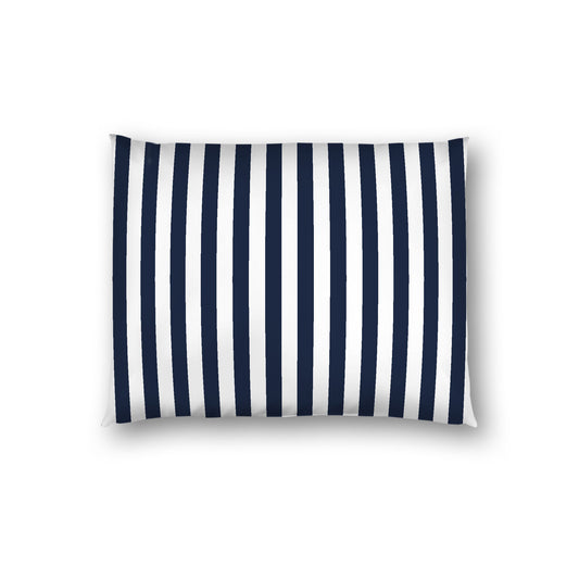 Off-white Cotton Sateen Sham, Navy Blue Bars on Front, White Reverse Side, Standard - 20 x 26 inches