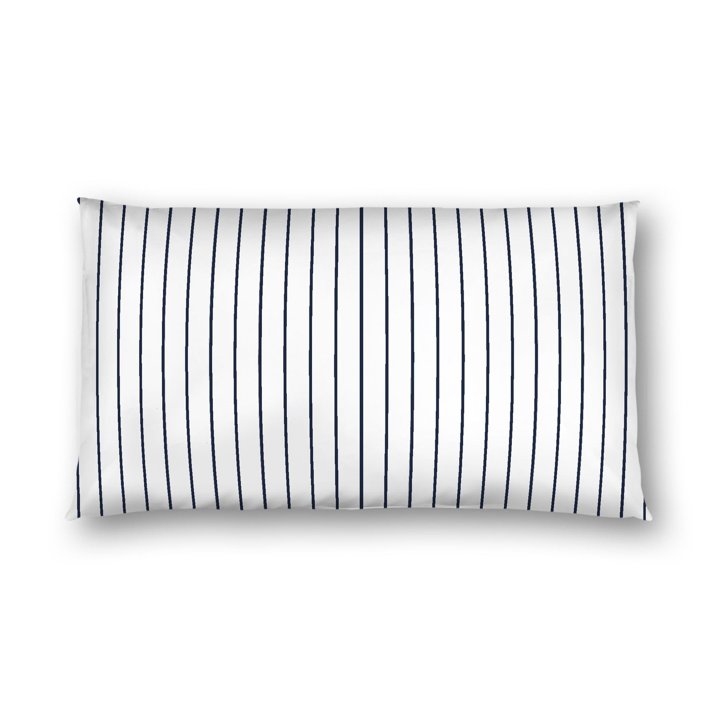 Off-white Cotton Sateen Sham, Navy Blue Stripes on Front, White Reverse Side, King - 20 x 36 inches