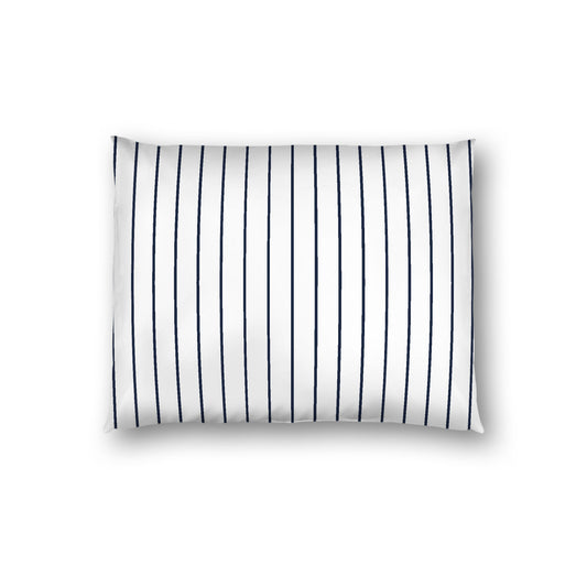 Off-white Cotton Sateen Sham, Navy Blue Stripes on Front, White Reverse Side, Standard - 20 x 26 inches