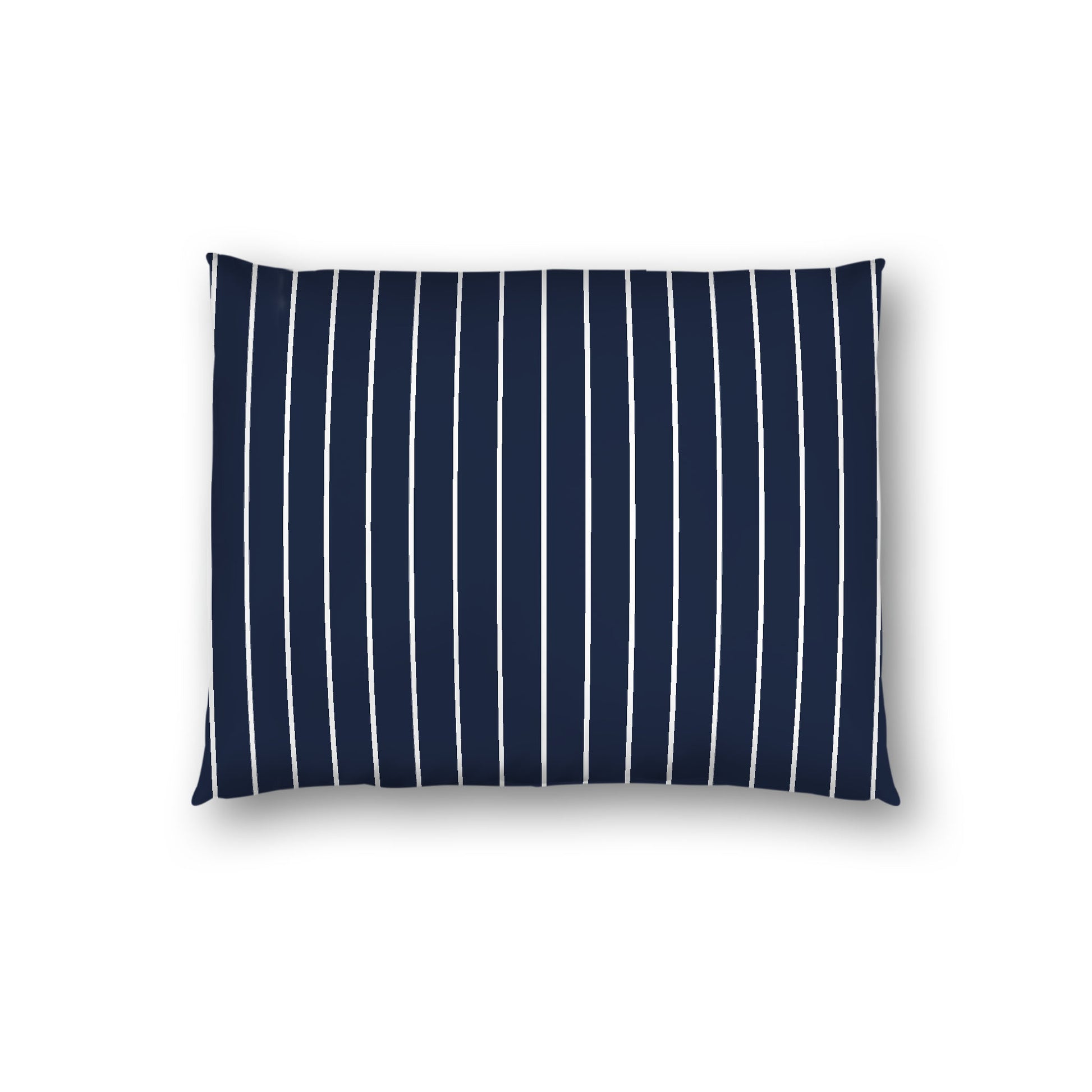 Navy Blue Cotton Sateen Sham, Off-white Stripes on Front, White Reverse Side, Standard - 20 x 26 inches