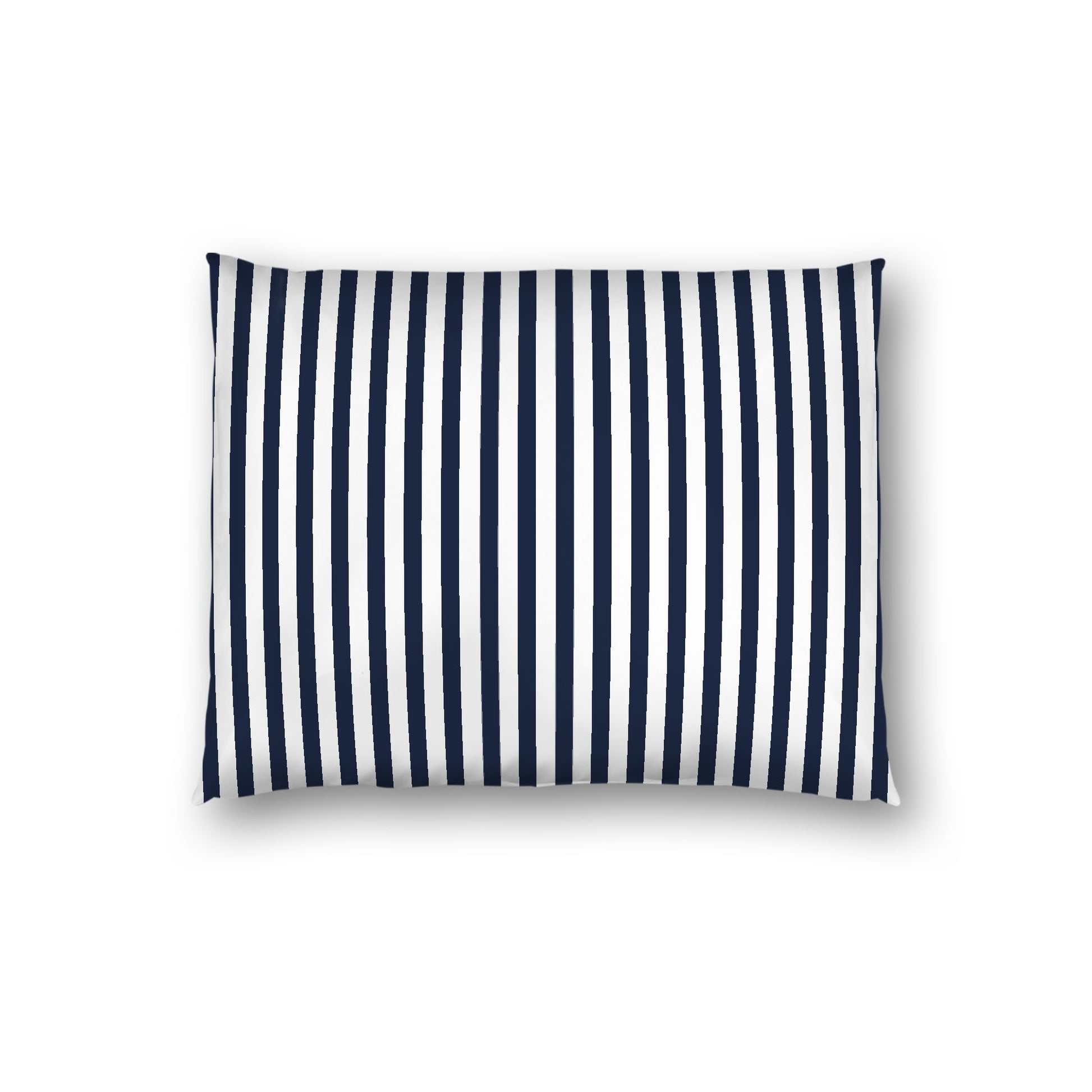 Off-white Cotton Sateen Sham, Thin Navy Blue Bars on Front, White Reverse Side, Standard - 20 x 26 inches