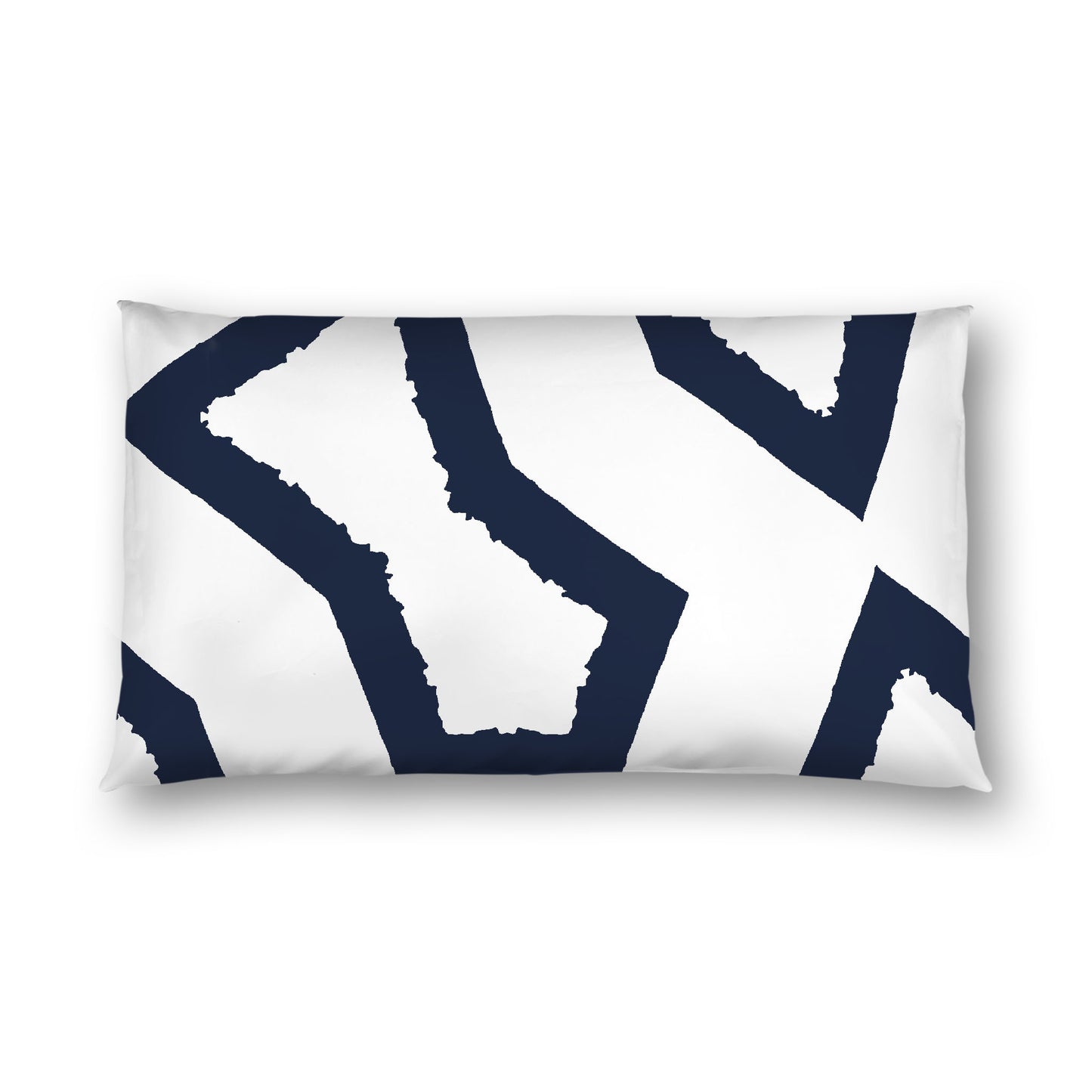 Off-white Cotton Sateen Sham, Bold Navy Blue Graphic on Front, White Reverse Side, King - 20 x 36 inches