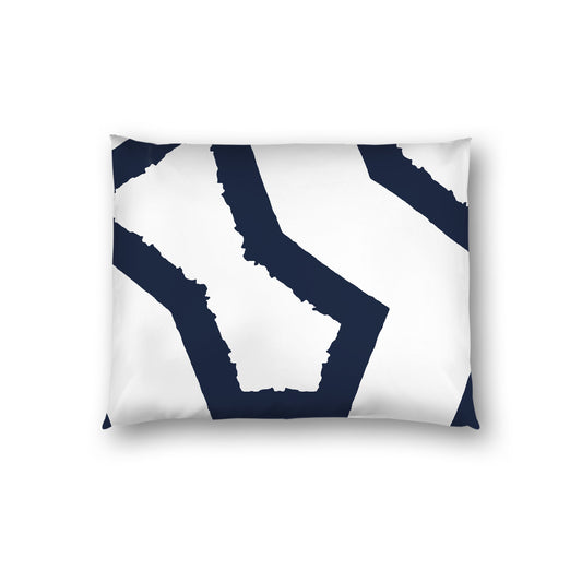 Off-white Cotton Sateen Sham, Bold Navy Blue Graphic on Front, White Reverse Side, Standard - 20 x 26 inches