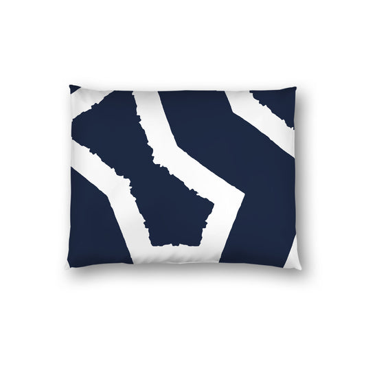 Navy Blue Cotton Sateen Sham, Bold Off-white Graphic on Front, White Reverse Side, Standard - 20 x 26 inches