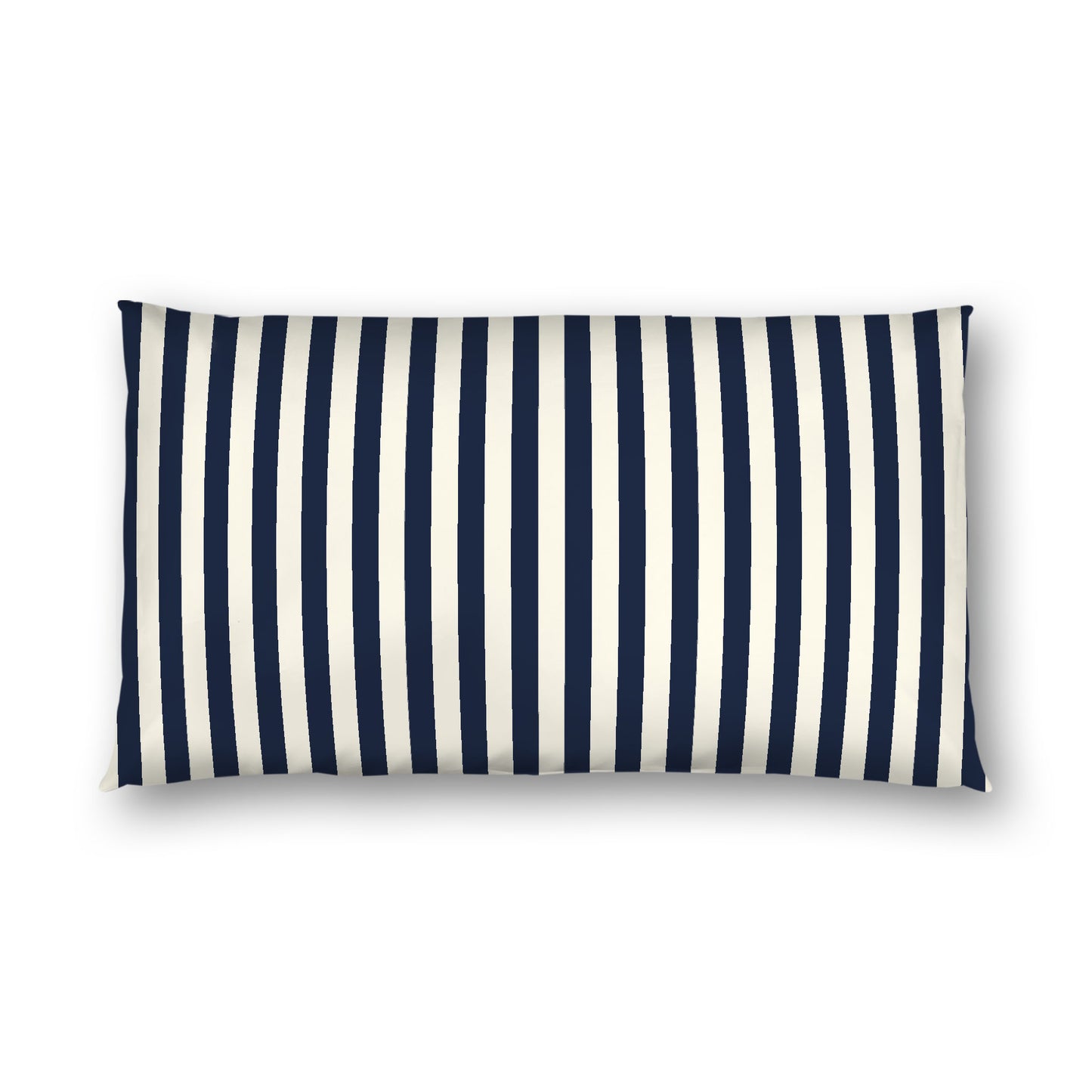 Pale Cream Cotton Sateen Sham, Navy Blue Bars on Front, White Reverse Side, King - 20 x 36 inches