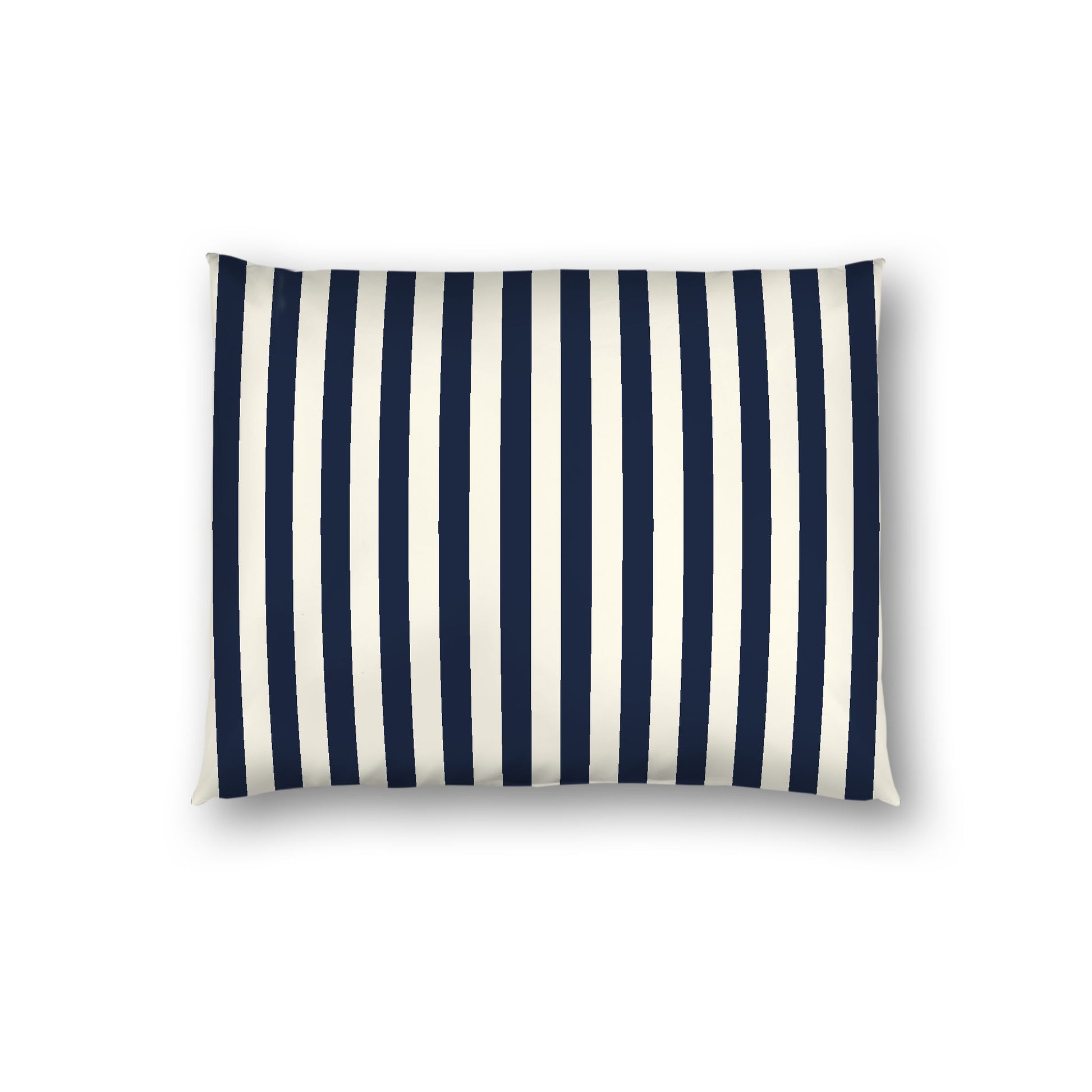 Pale Cream Cotton Sateen Sham, Navy Blue Bars on Front, White Reverse Side, Standard - 20 x 26 inches