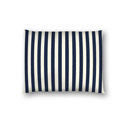 Pale Cream Cotton Sateen Sham, Navy Blue Bars on Front, White Reverse Side, Standard - 20 x 26 inches