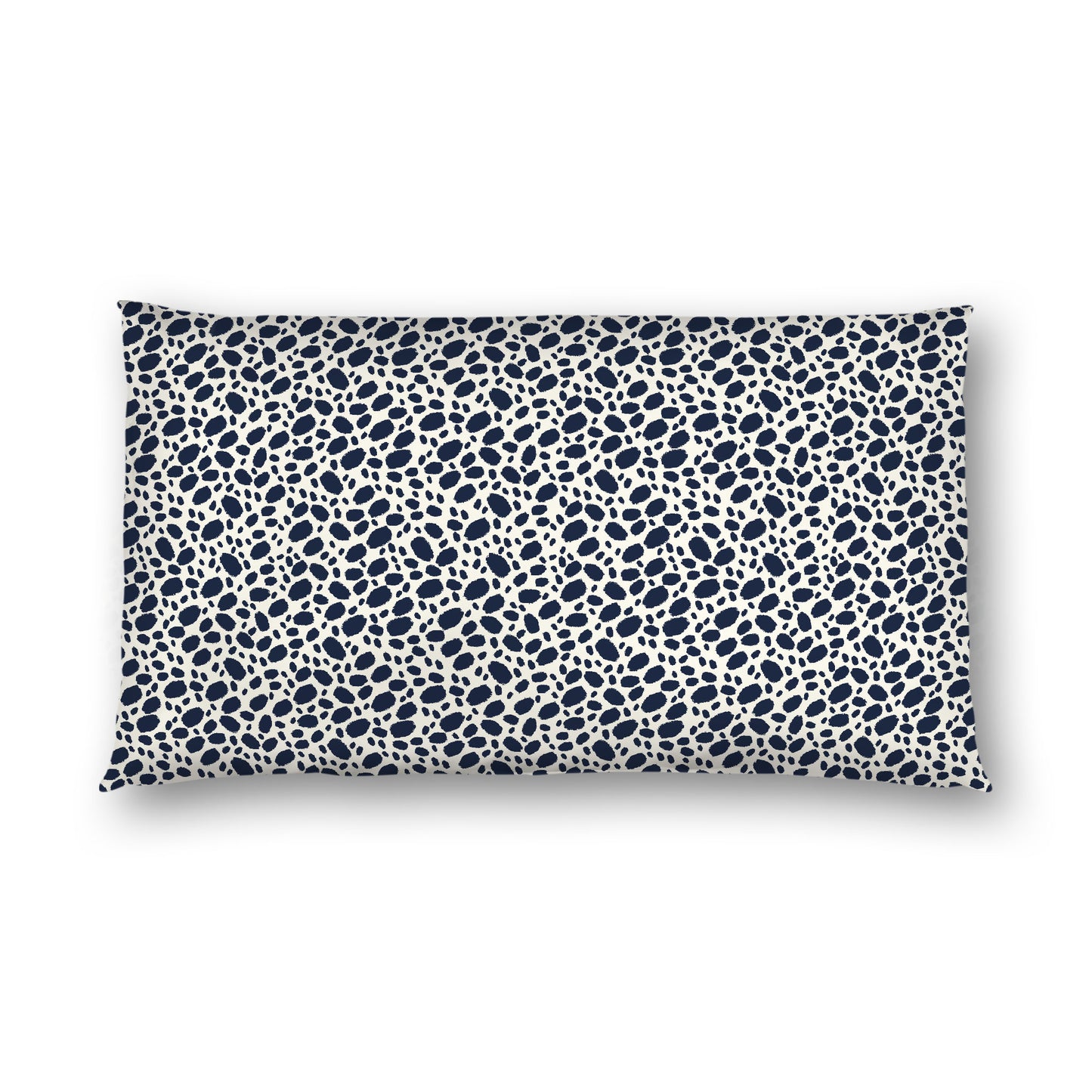 Pale Cream Cotton Sateen Pillow Sham, Navy Blue Hand-painted Dab Motif Print, Pale Cream Revese Side, King - 20 x 36 inches