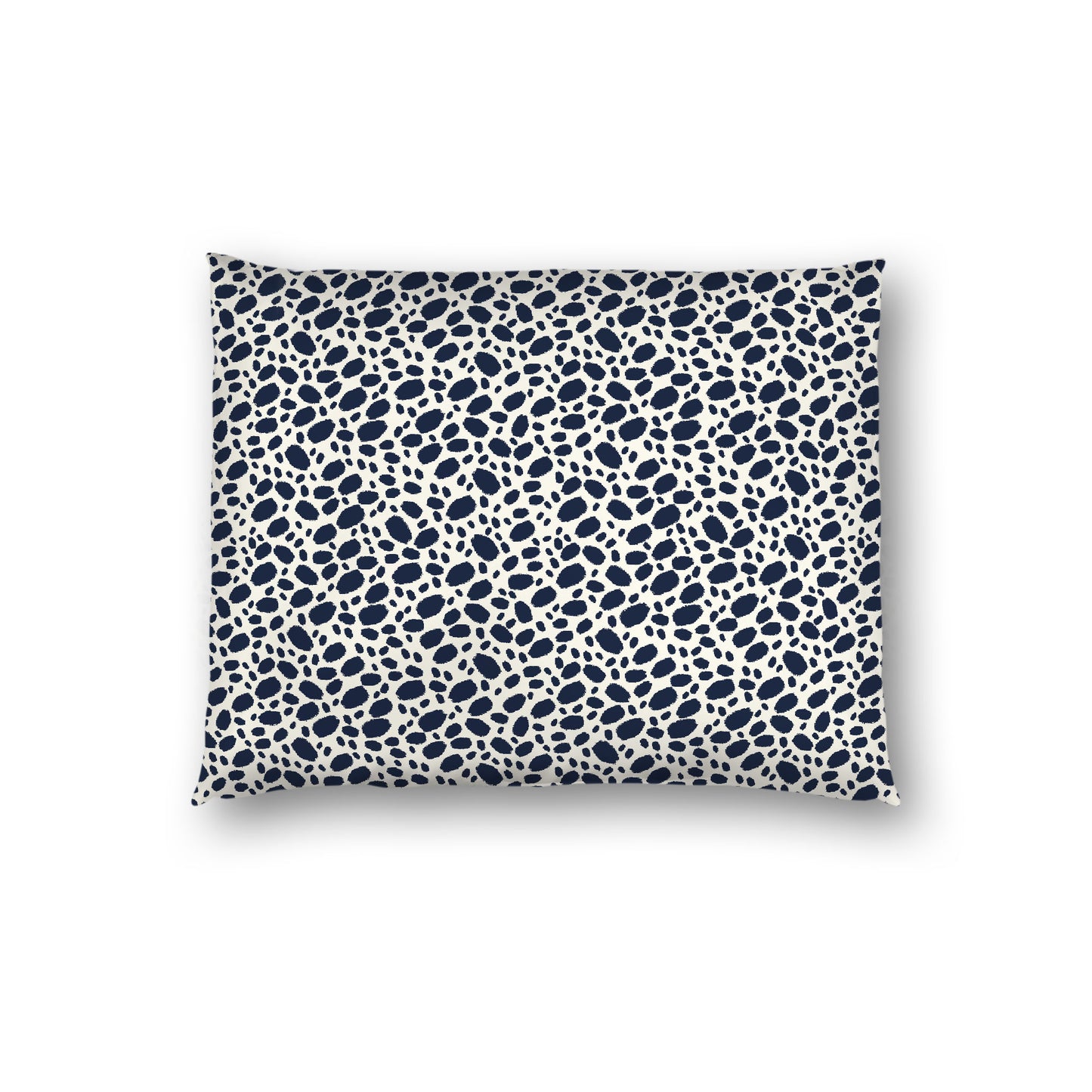 Pale Cream Cotton Sateen Pillow Sham, Navy Blue Hand-painted Dab Motif Print, Pale Cream Revese Side, Standard - 20 x 26 inches