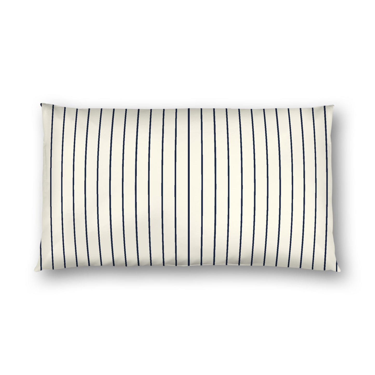 Pale Cream Cotton Sateen Sham, Navy Blue Stripes on Front, White Reverse Side, King - 20 x 36 inches