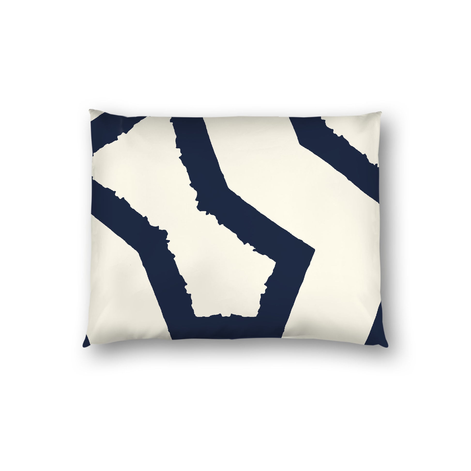 Pale Cream Cotton Sateen Sham, Bold Navy Blue Graphic on Front, White Reverse Side, Standard - 20 x 26 inches