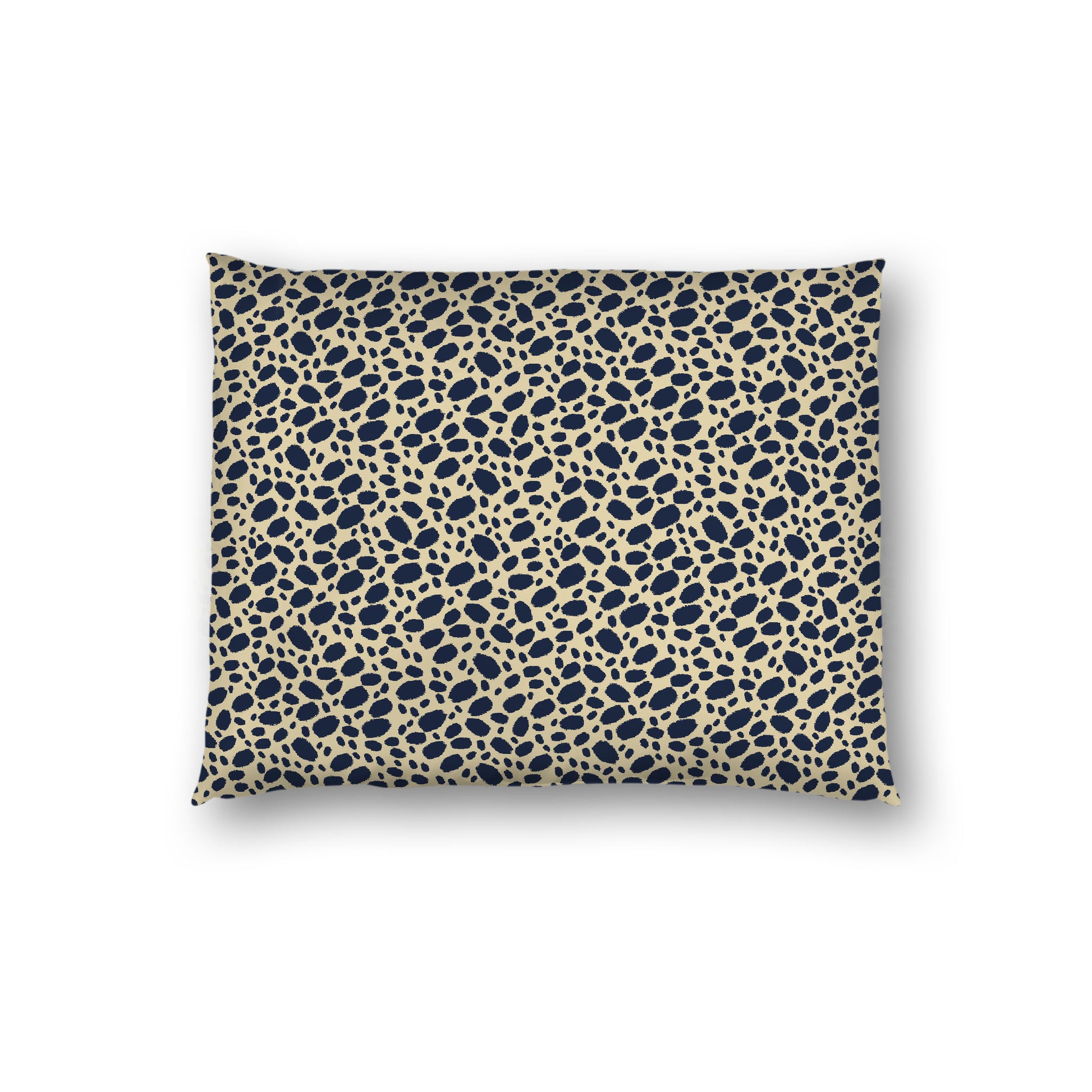Desert Sand Cotton Sateen Pillow Sham, Navy Blue Hand-painted Dab Motif Print, Desert Sand Revese Side, Standard - 20 x 26 inches