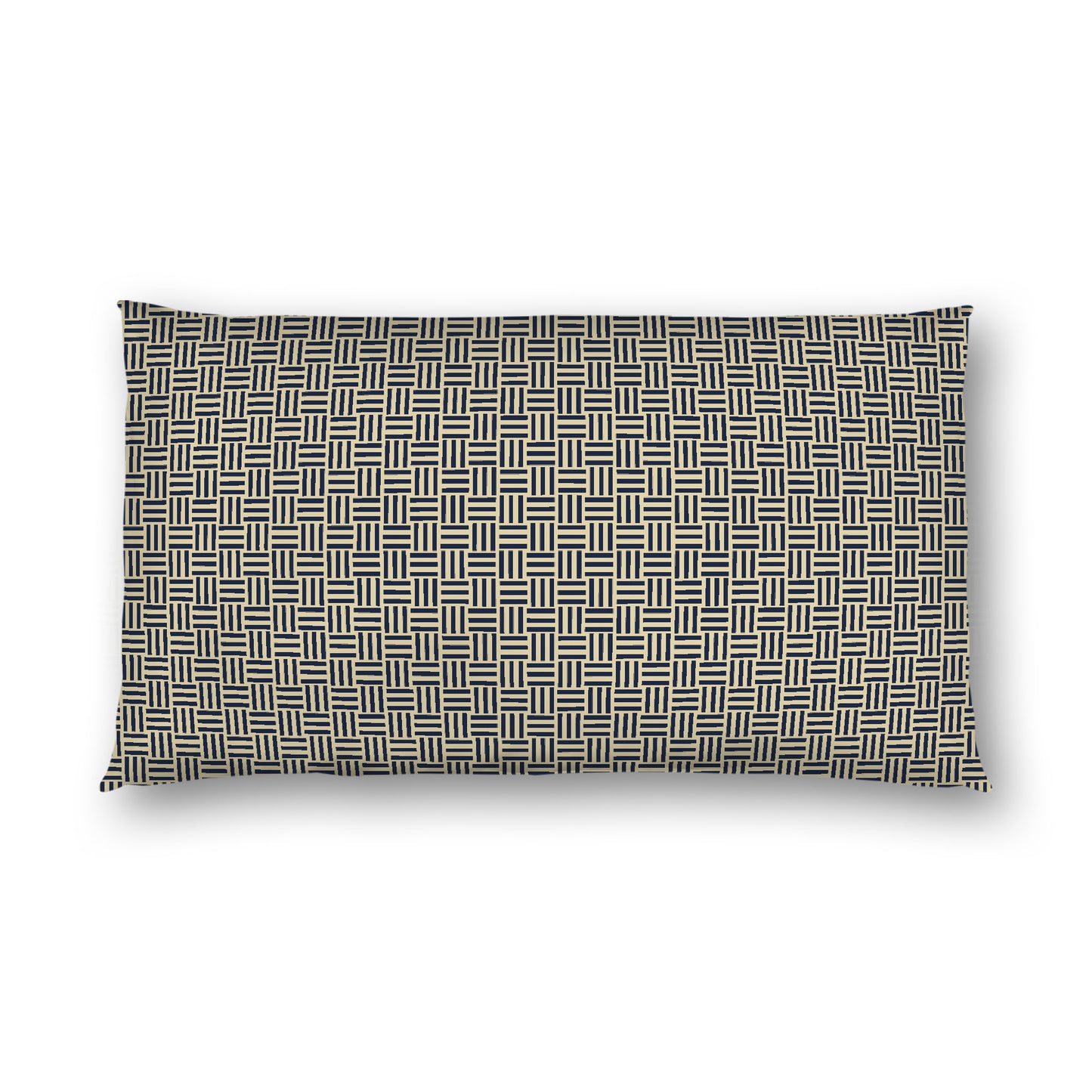 Desert Sand Cotton Sateen Pillow Sham, Navy Blue Single Weave Motif Print, White Reverse Side, King - 20 x 36 inches