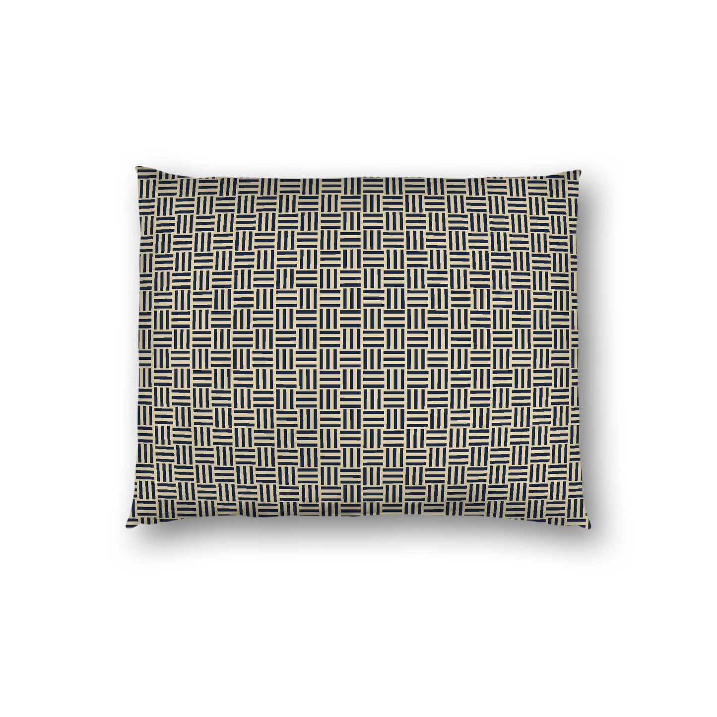 Desert Sand Cotton Sateen Pillow Sham, Navy Blue Single Weave Motif Print, White Reverse Side, Standard - 20 x 26 inches
