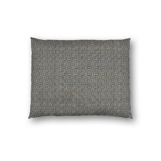 Desert Sand Cotton Sateen Pillow Sham, Navy Blue Double Weave Motif Print, White Reverse Side, Standard - 20 x 26 inches