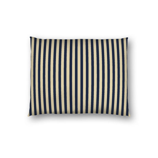 Desert Sand Cotton Sateen Sham, Thin Navy Blue Bars on Front, White Reverse Side, Standard - 20 x 26 inches