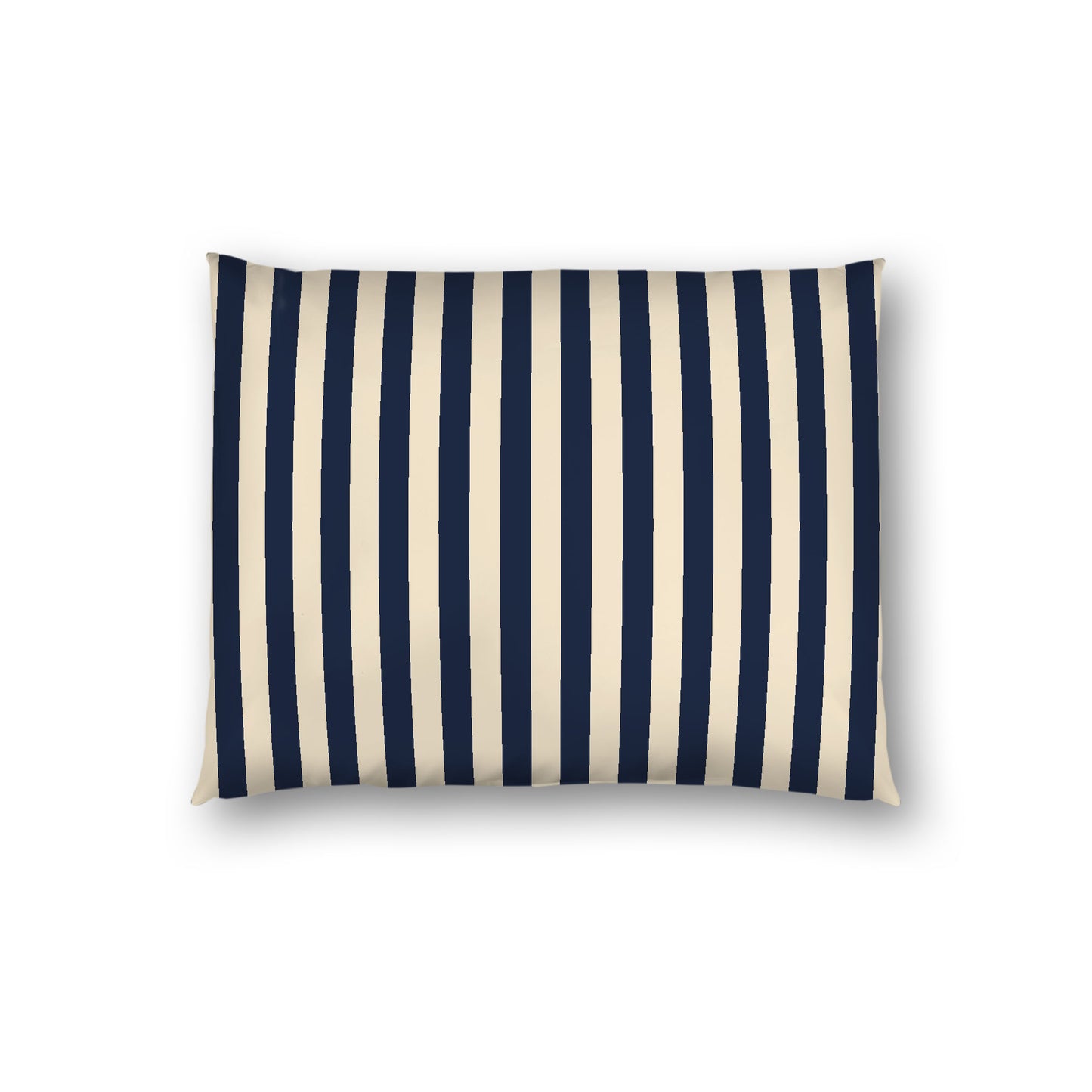 Beige Cotton Sateen Sham, Navy Blue Bars on Front, White Reverse Side, Standard - 20 x 26 inches
