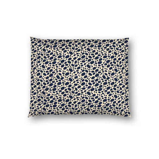 Beige Cotton Sateen Pillow Sham, Navy Blue Hand-painted Dab Motif Print, Beige Revese Side, Standard - 20 x 26 inches