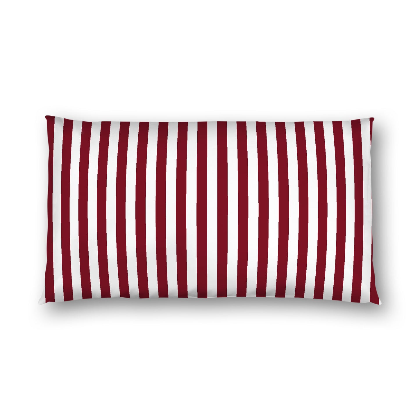 Off-White Cotton Sateen Sham, Burgundy Red Bars on Front, White Reverse Side, King (width x length) 20 x 36 inches / 51 x 91 cm