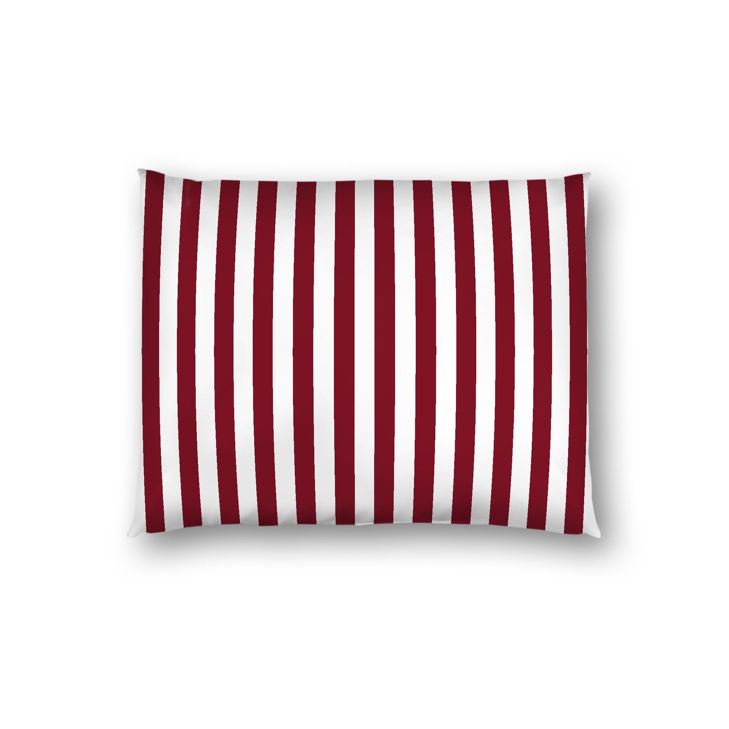 Off-White Cotton Sateen Sham, Burgundy Red Bars on Front, White Reverse Side, Standard (width x length) 20 x 26 inches / 51 x 66 cm