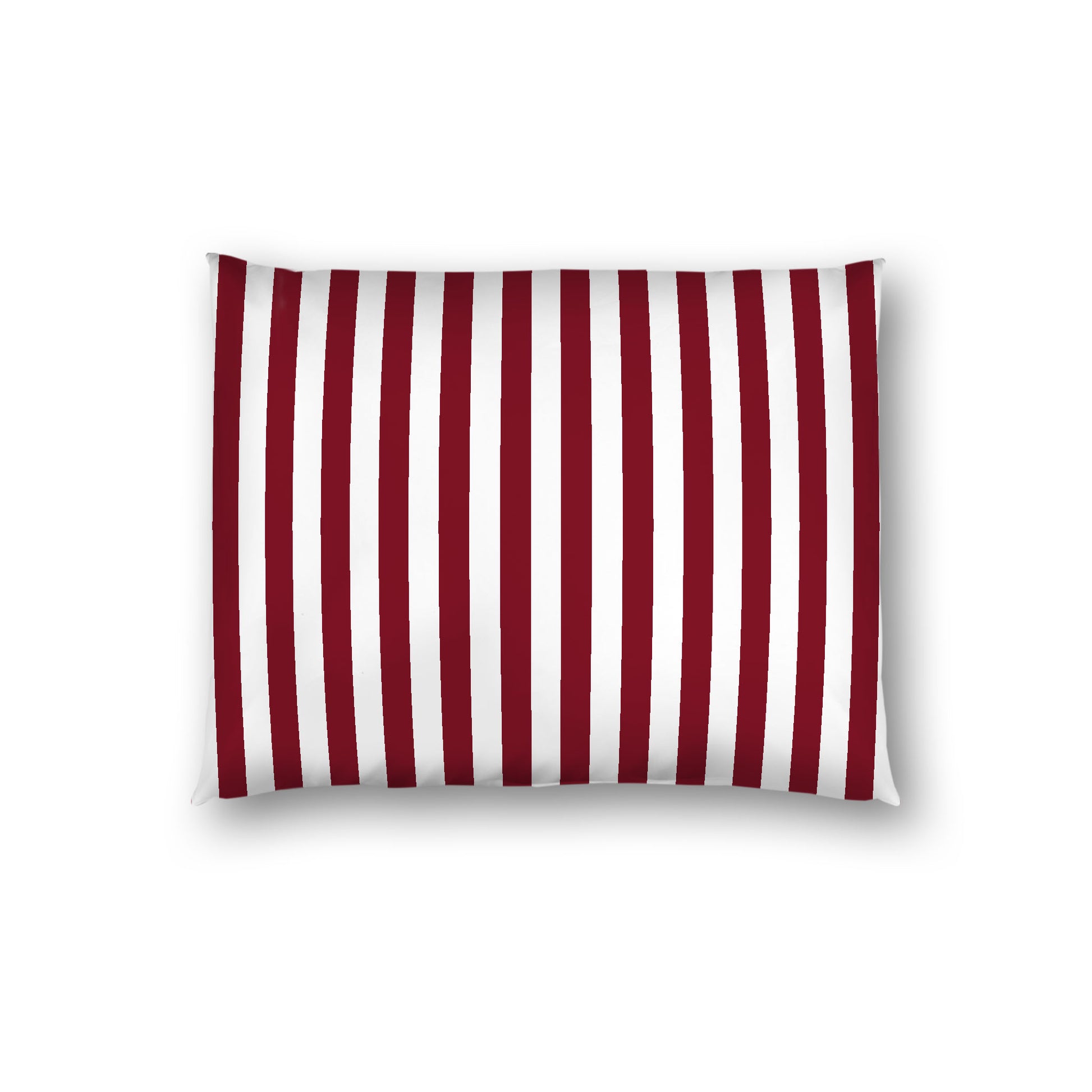 Off-White Cotton Sateen Sham, Burgundy Red Bars on Front, White Reverse Side, Standard (width x length) 20 x 26 inches / 51 x 66 cm